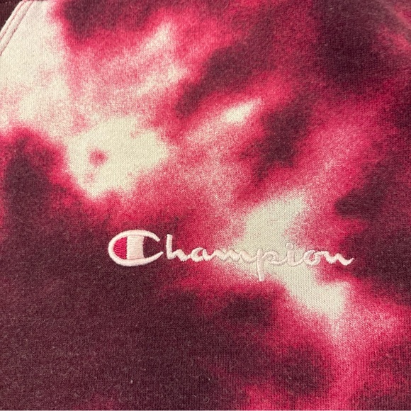 Champion Red Purple Pullover Hoodie Sweatshirt Tie Dye Women Size M Logo - Picture 5 of 11